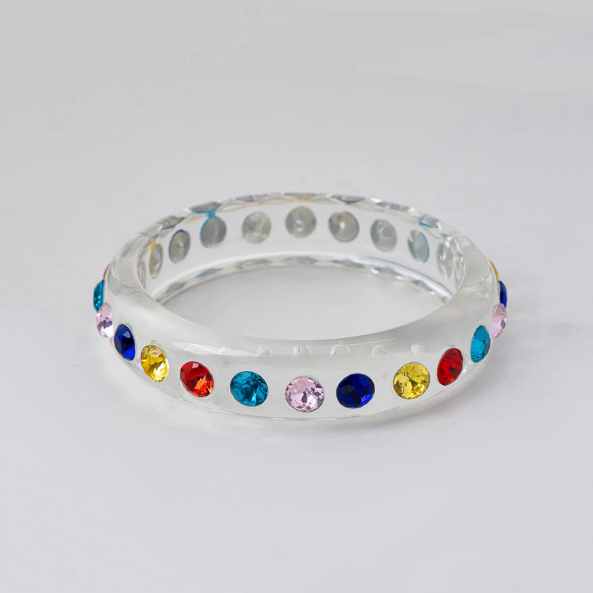 Crystal-Set Clear Resin Bangle wholesale resin jewelry