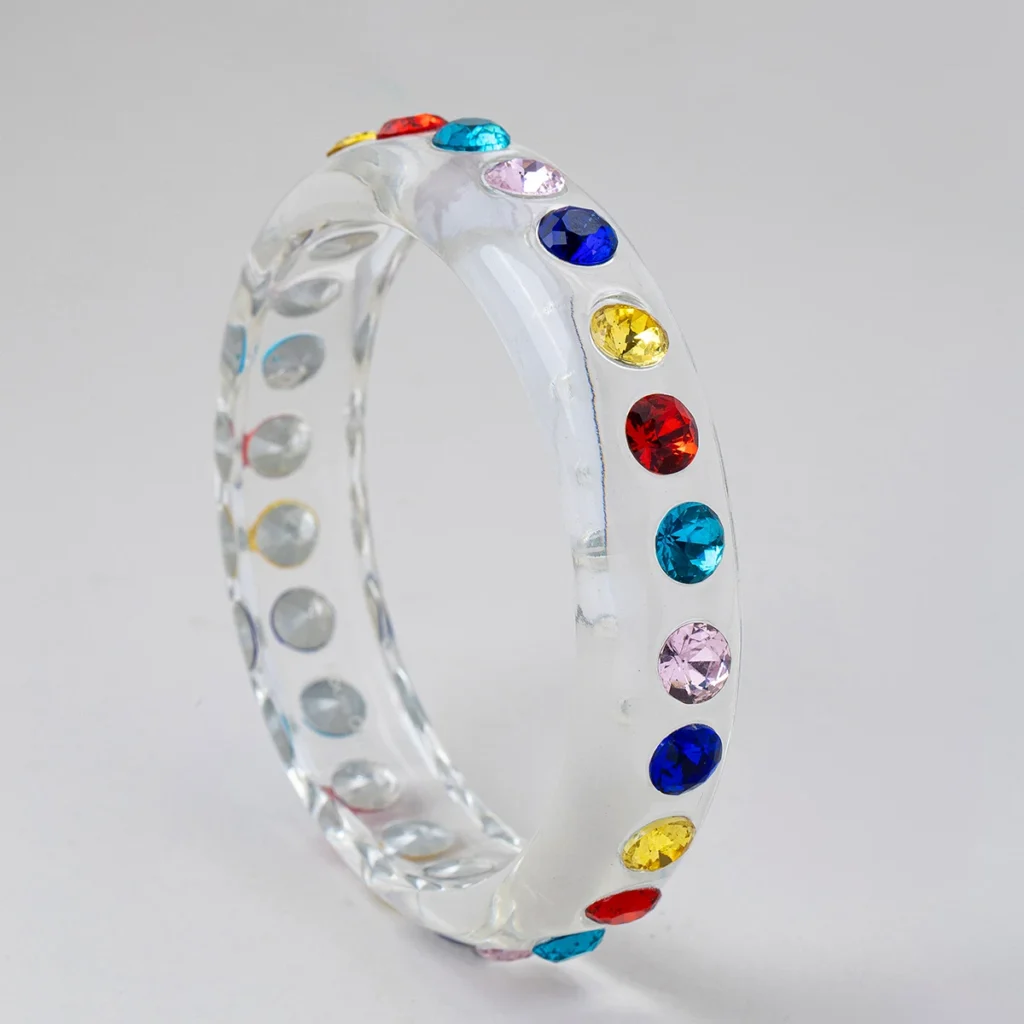 Crystal-Set Clear Resin Bangle wholesale resin jewelry