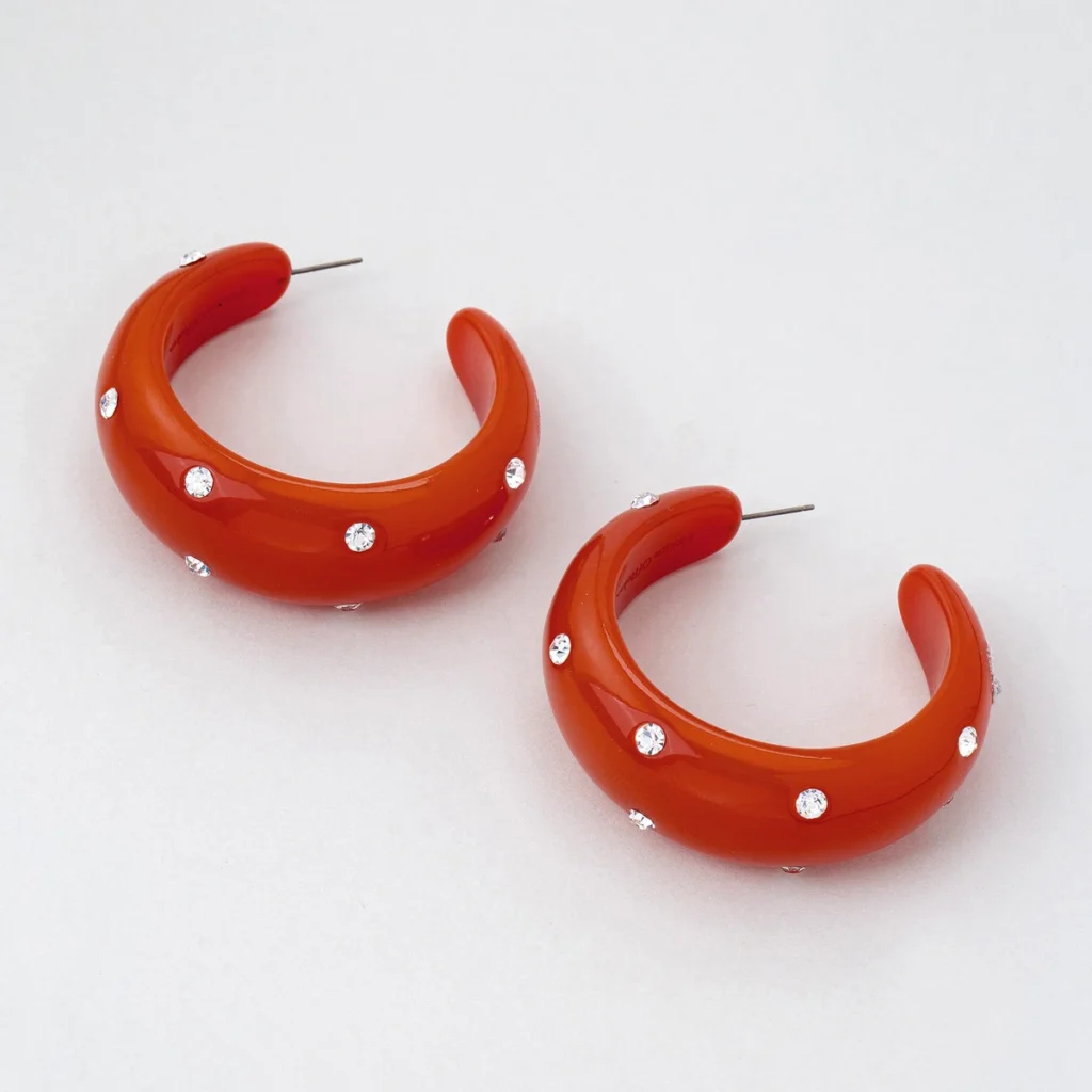 Orange Resin Hoop Earrings E14A6829 wholesale resin jewelry product