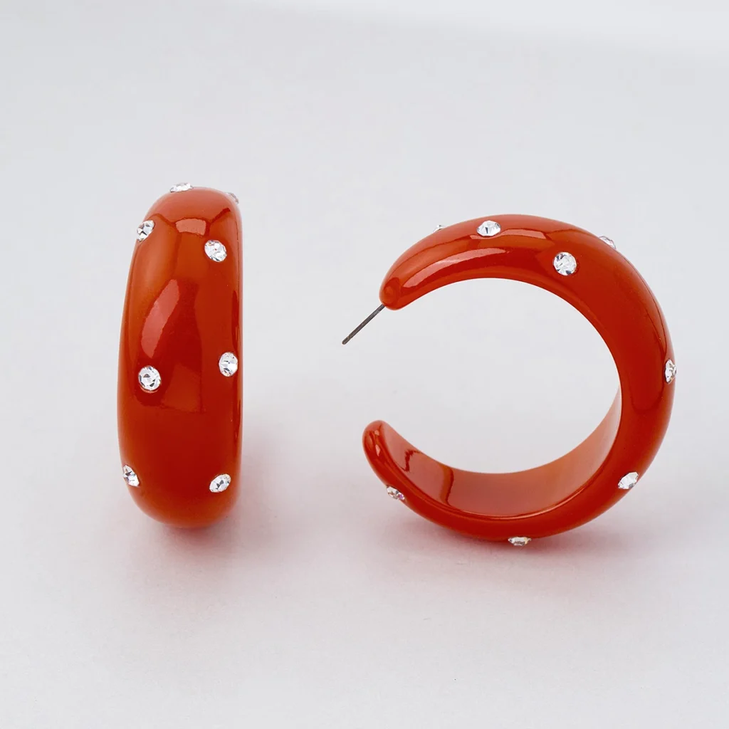 Orange Resin Hoop Earrings wholesale resin jewelry