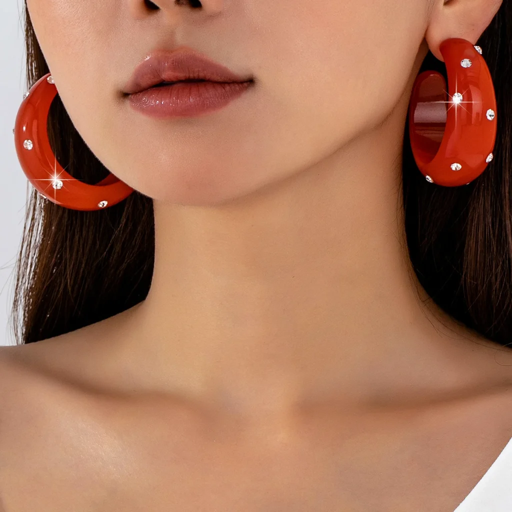 Orange Resin Hoop Earrings wholesale resin jewelry