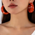 Orange Resin Hoop Earrings product detail thumbnail