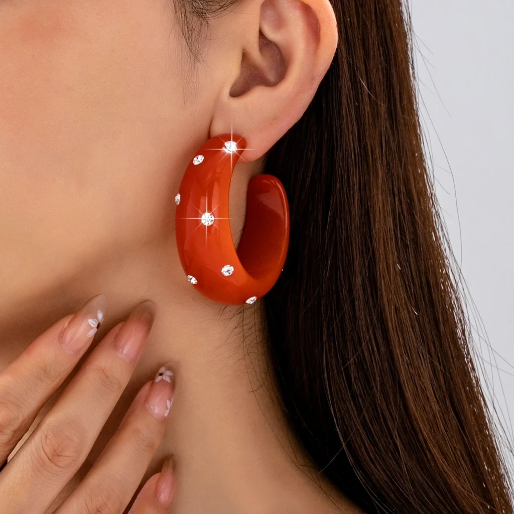 Orange Resin Hoop Earrings wholesale resin jewelry