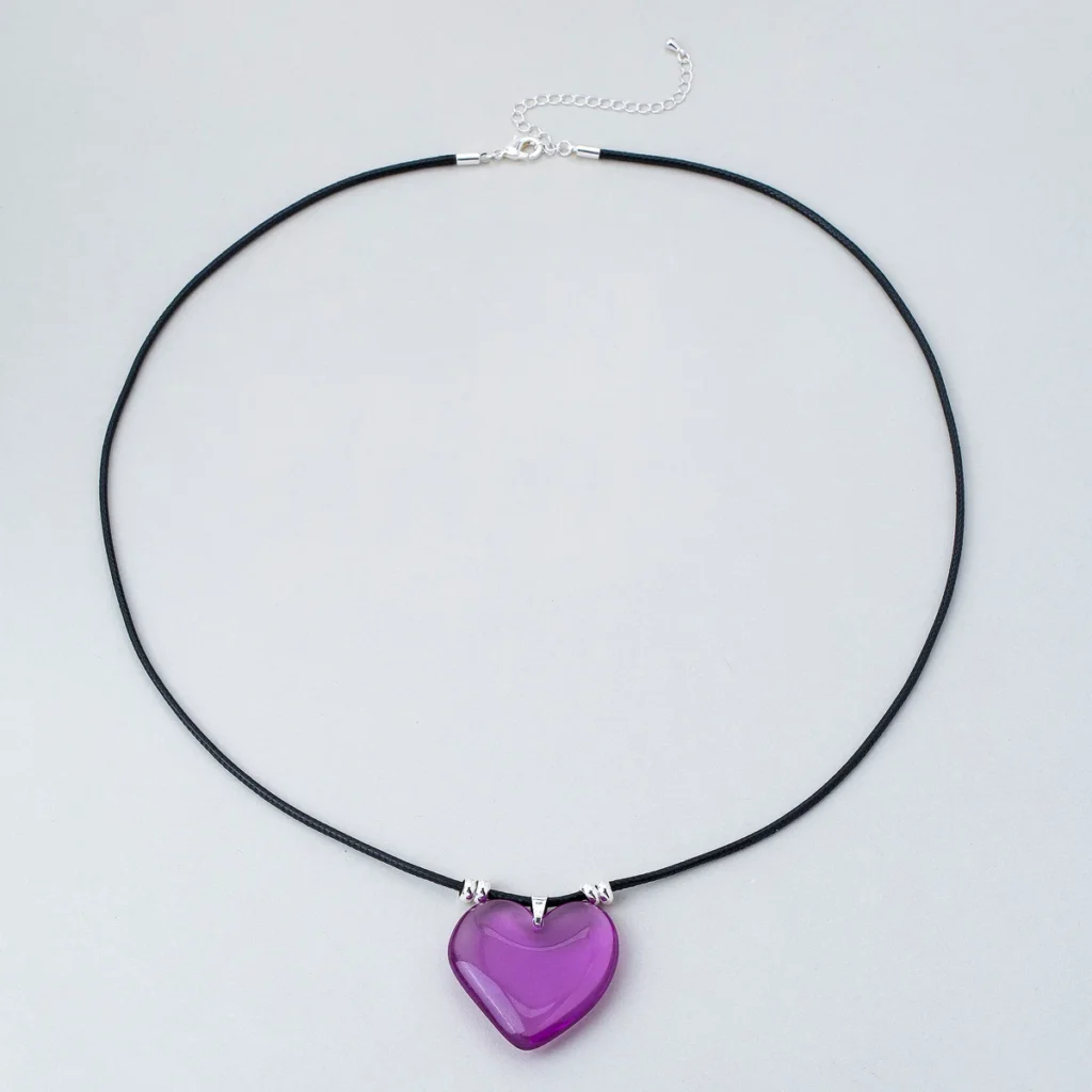 Purple Heart Resin Necklace E14A6856 wholesale resin jewelry product