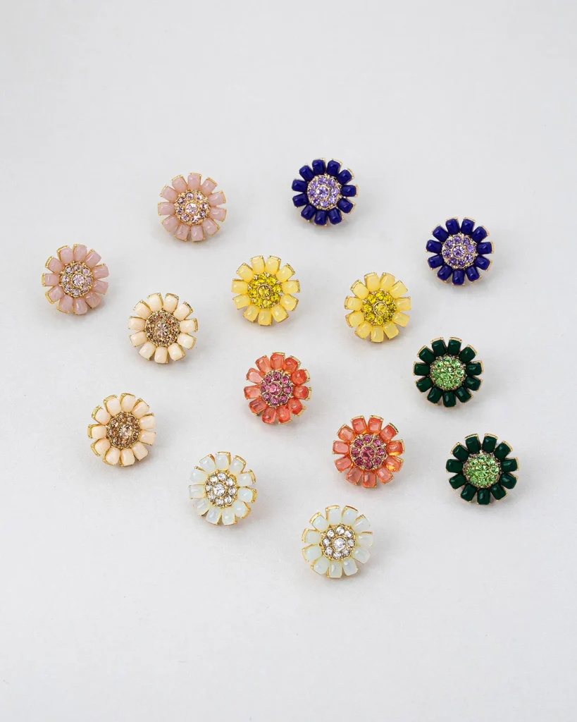 Gradient Pink Orange Resin Flower Gold Metal Stud Earrings wholesale resin jewelry