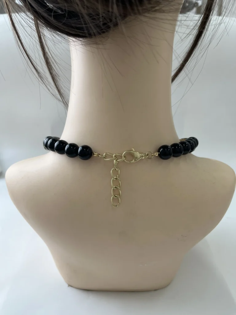 PuBlack Bead Geometric Statement Choker Necklace for Women wholesale resin jewelry