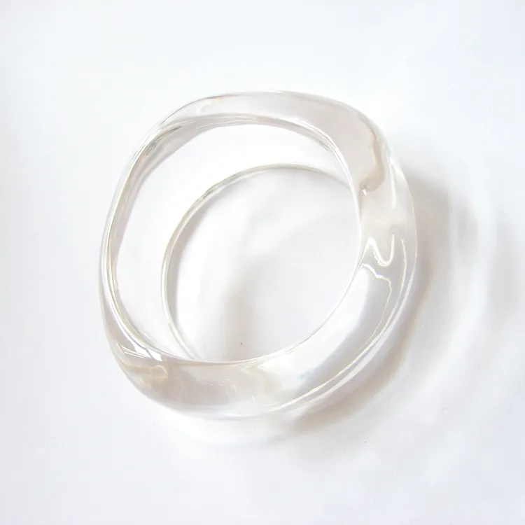 Clear Wavy Chunky Resin Bangle, Irregular Transparent Resin Bracelet wholesale resin jewelry