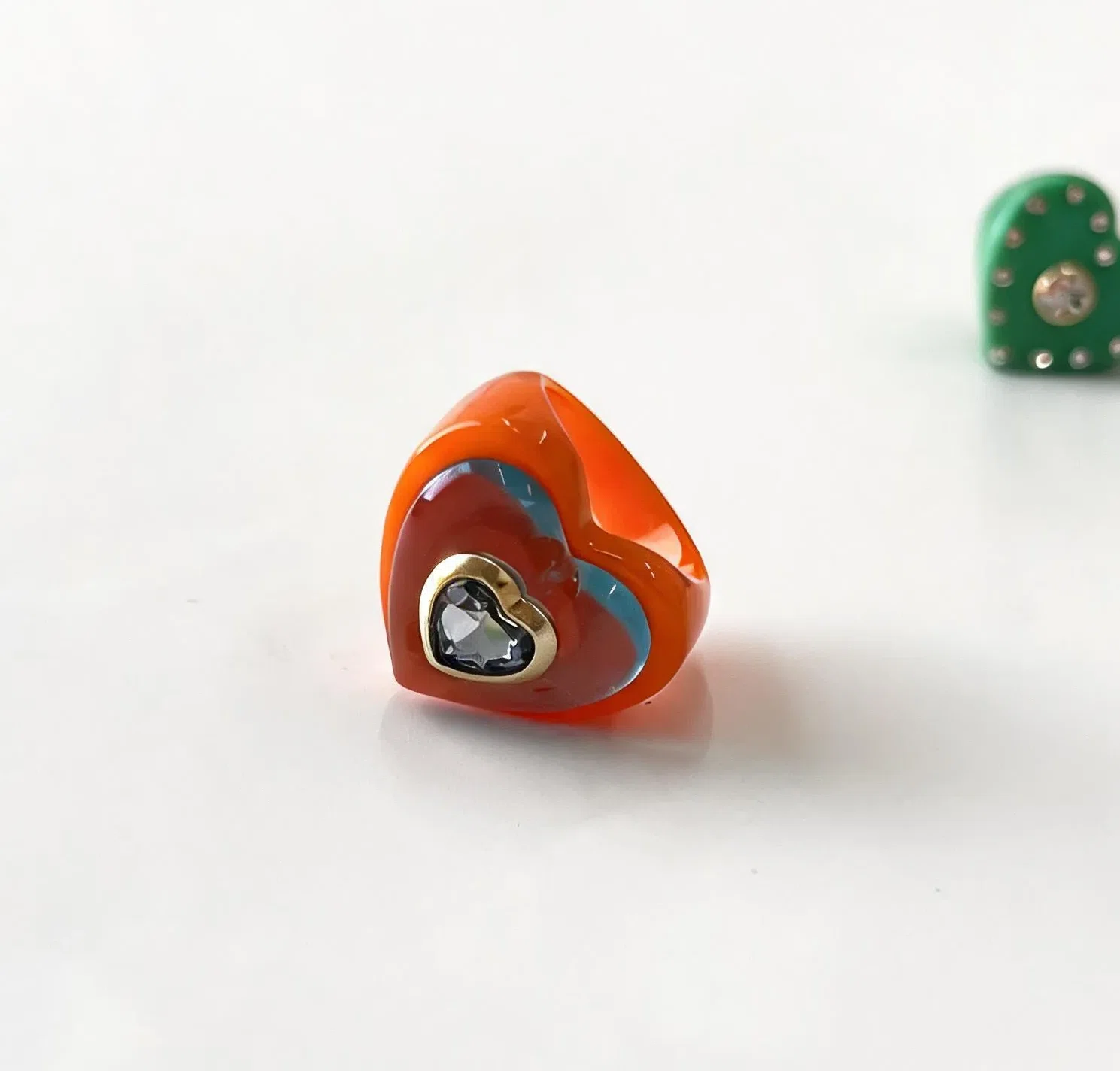 Layered Heart Resin Statement Cocktail Ring | Haishaer Jewelry wholesale resin jewelry