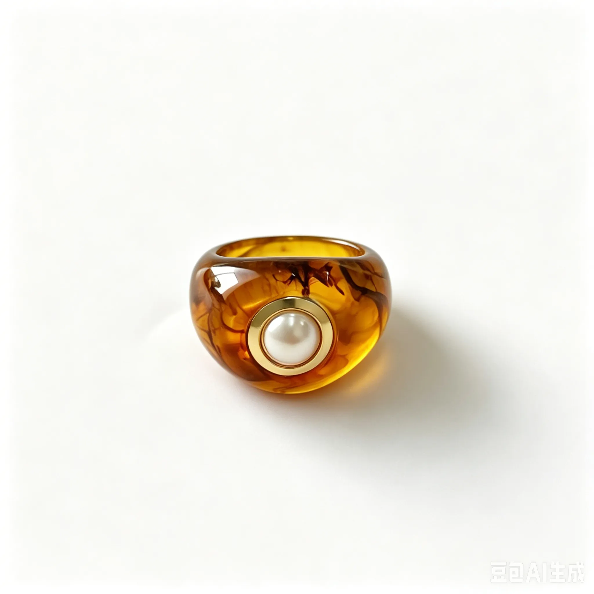 Amber Resin Pearl Chunky Cocktail Ring wholesale resin jewelry
