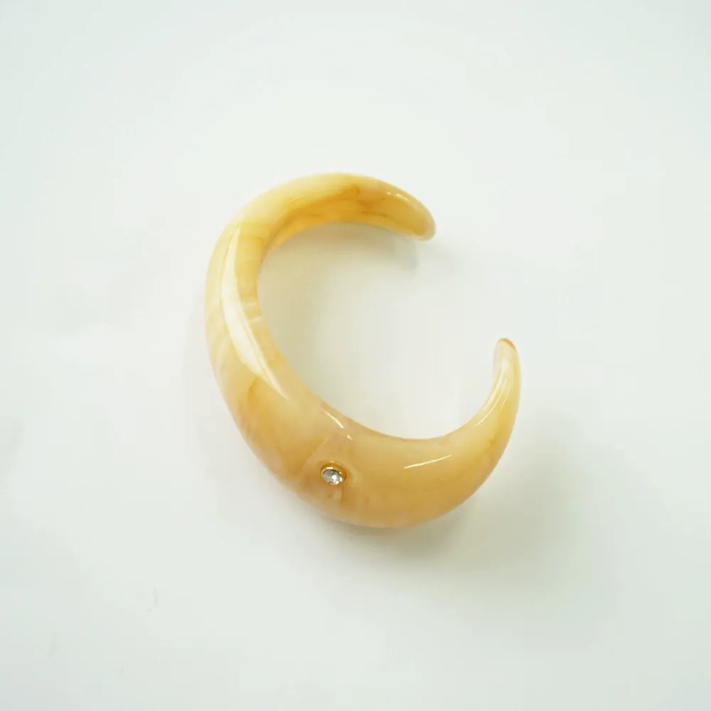 Chunky Cream Marbled Resin Bangle with Tiny Rhinestone Accent wholesale resin jewelry