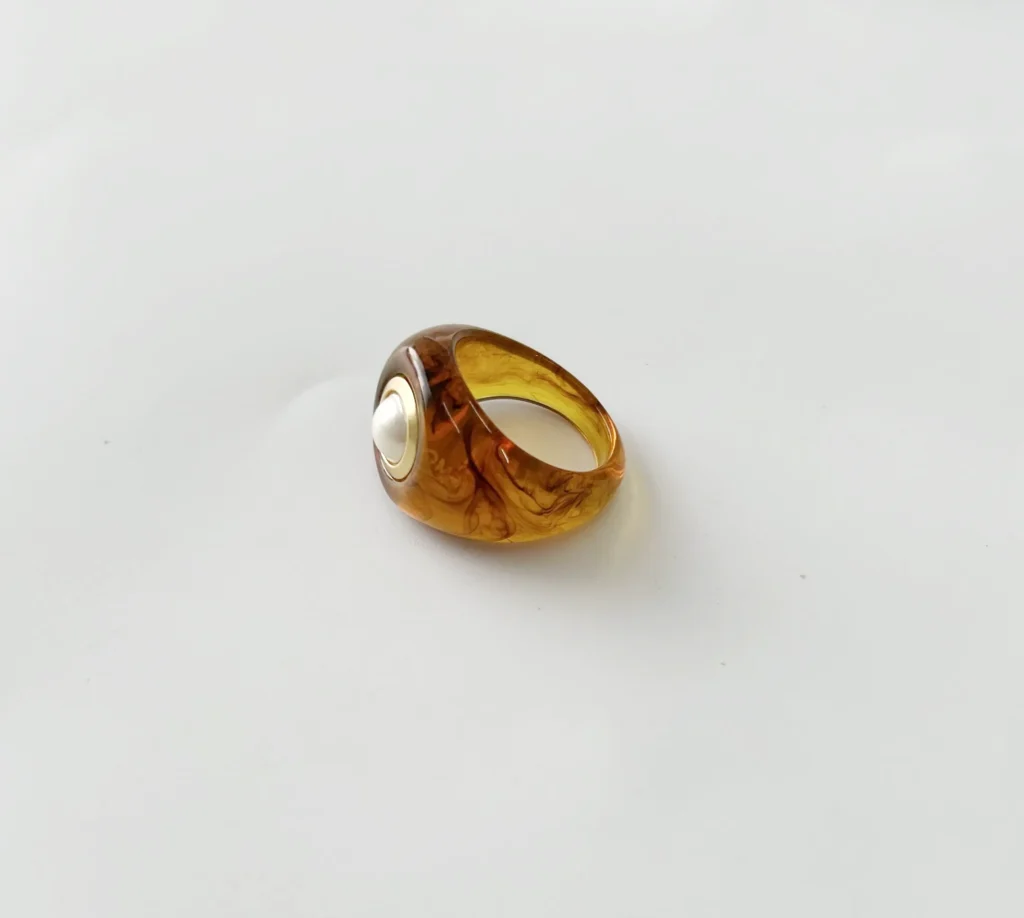 Amber Resin Pearl Chunky Cocktail Ring wholesale resin jewelry