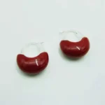 Burgundy Berry Crescent Hoop Earrings, Resin & Brass Enamel Two Material Options product detail thumbnail