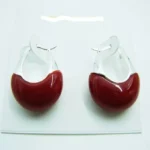 Burgundy Berry Crescent Hoop Earrings, Resin & Brass Enamel Two Material Options product detail thumbnail