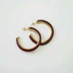 Burgundy Berry Red C Shape Resin Hoop Earrings | Resin Jewelry Manufacturer product detail thumbnail
