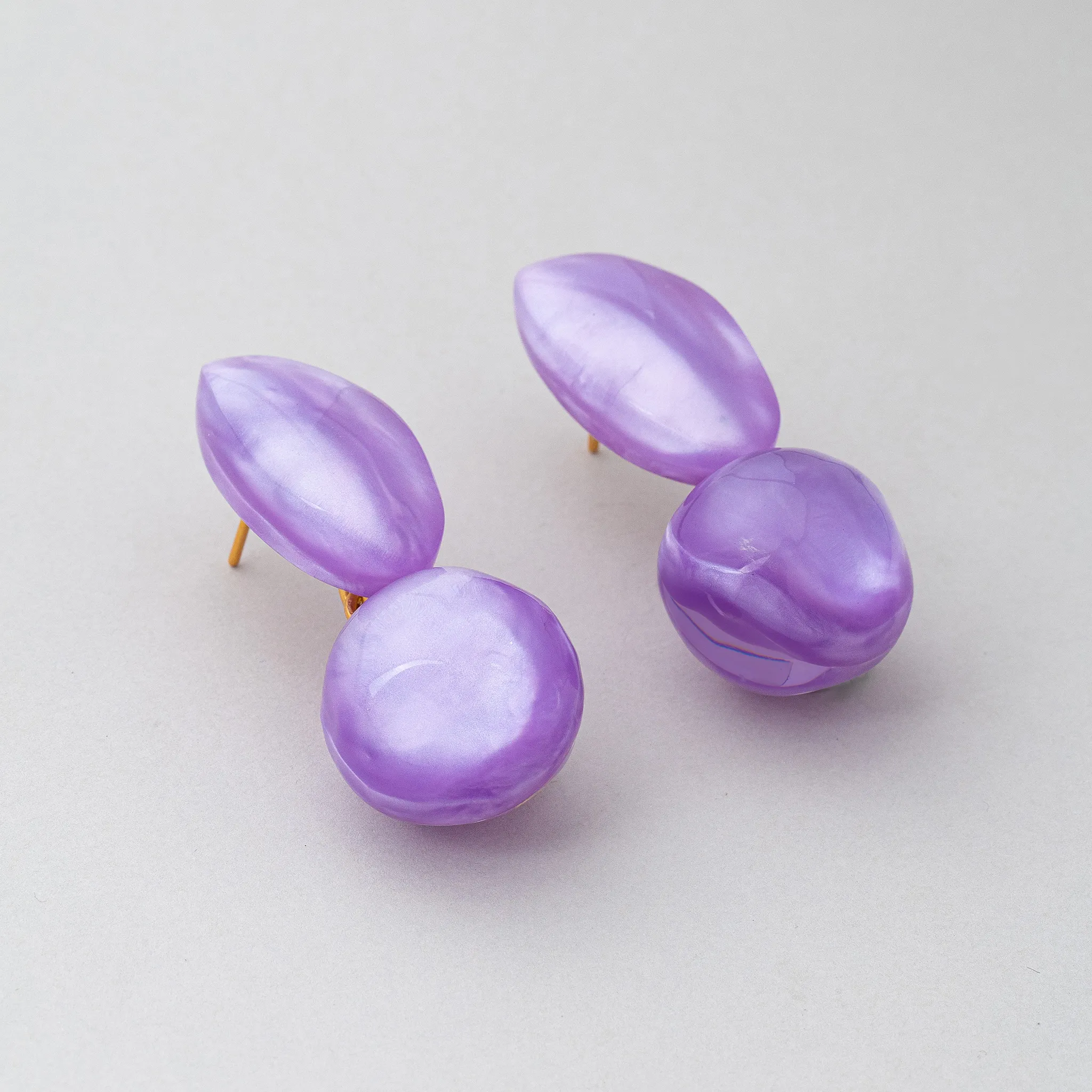 Wholesale Lavender Purple Double Shape Resin Stud Earrings For Women wholesale resin jewelry