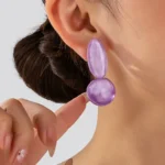 Wholesale Lavender Purple Double Shape Resin Stud Earrings For Women product detail thumbnail