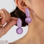 Wholesale Lavender Purple Double Shape Resin Stud Earrings For Women product detail thumbnail