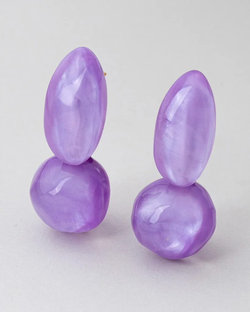 Wholesale Lavender Purple Double Shape Resin Stud Earrings For Women wholesale resin jewelry