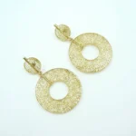 Wholesale Gold Glitter Transparent Hollow Circle Resin Dangle Earrings, Fashion Resin Statement Jewelry for Women product detail thumbnail
