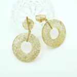 Wholesale Gold Glitter Transparent Hollow Circle Resin Dangle Earrings, Fashion Resin Statement Jewelry for Women product detail thumbnail