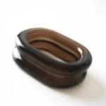 Chunky Tortoiseshell Hollow Oval Resin Bangle | Custom Resin Bracelet product detail thumbnail