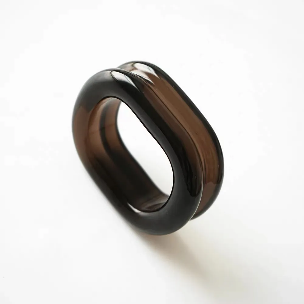 Chunky Tortoiseshell Hollow Oval Resin Bangle | Custom Resin Bracelet E14A6623-16-1-1-1 wholesale resin jewelry product