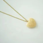 Glossy Red Heart Resin Pendant Necklace, Dainty Gold Chain Handmade Resin Jewelry product detail thumbnail
