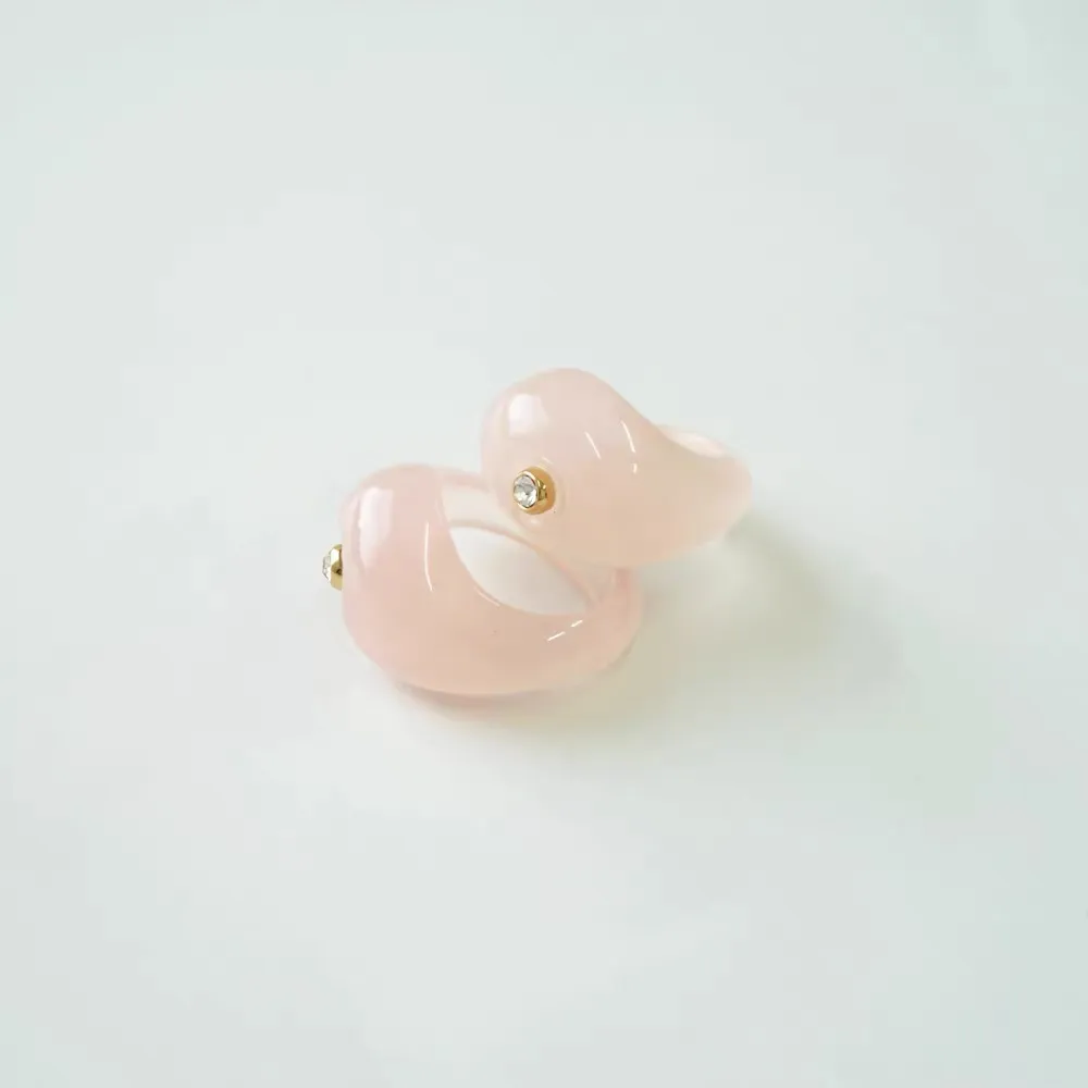 Translucent Pink Teardrop Resin Earrings with CZ Stone Accent wholesale resin jewelry
